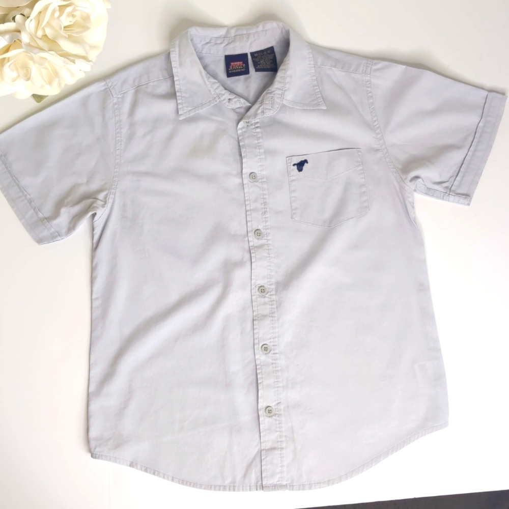 Wrangler Button Shirt Boys Size Large 10/12 light Grey